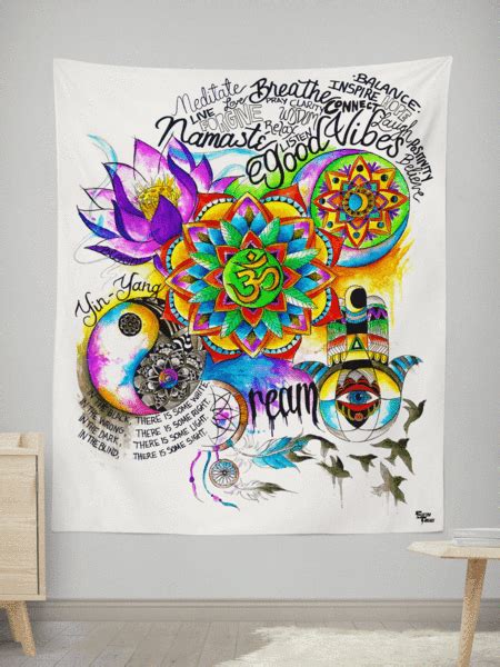 When we first had this conversation about using a tapestry as art for the large wall in our bedroom, i was worried that you all would think it would look too dorm. i was thrilled when you were on board and i could share the one that brad and i eventually agreed to buy! Good Vibes Wall Tapestry #coolbedlinenideas | Tapestry, Wall tapestry, Mandala tapestries wall ...