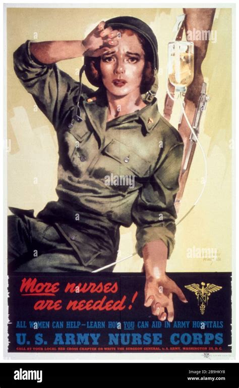 póster americano de reclutamiento de enfermeras de la segunda guerra mundial se necesitan más