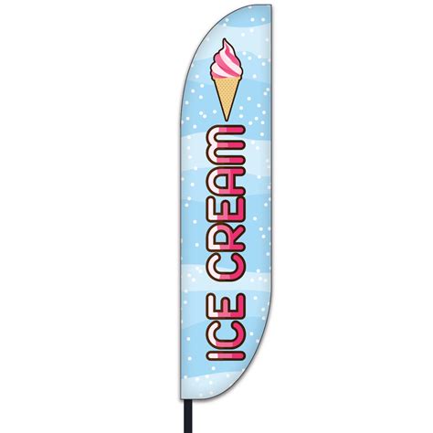 Ice Cream Feather Flag With Snow And Pink Swirl Cone Lush Banners