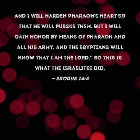 exodus 14 4 and i will harden pharaoh s heart so that he will pursue them but i will gain honor