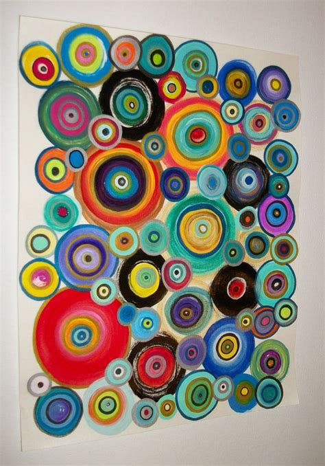 Abstract Circles Original Acrylic Painting And Ink On