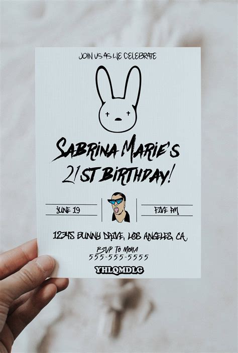 Bad Bunny Birthday Invitation Bad Bunny Birthday Theme Etsy Bunny