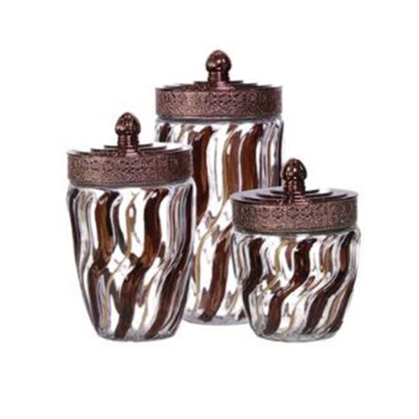 Royal Homeware Glass Canisters With Brown Lid Premier Homeware