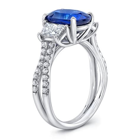 Uneek Fine Jewelry Uneek Sapphire And Diamond Three Stone Engagement
