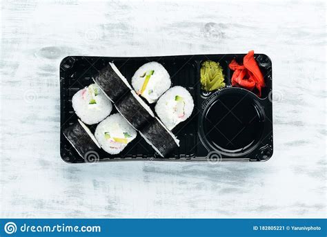 Sushi Maki With Crab Avocado And Cheese Stock Image Image Of Meal