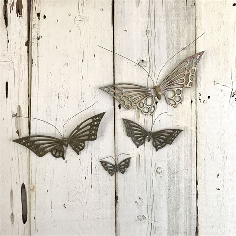 Brass Butterfly Set Of 4 Vintage Butterfly Wall Decor Metal Etsy