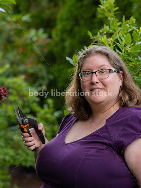 Body Positive Stock Photo Fat Woman Gardening Body Liberation For