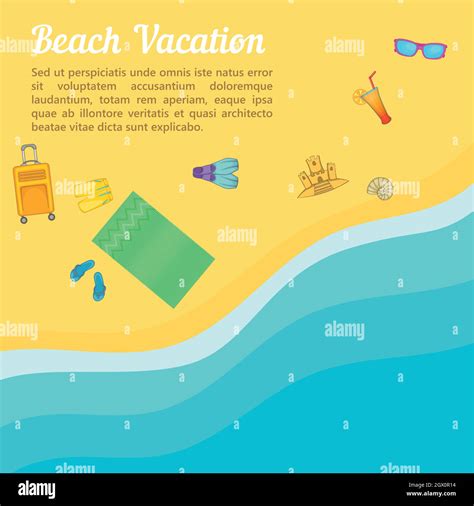 Sea Rest Concept Beach Cartoon Style Stock Vector Image And Art Alamy