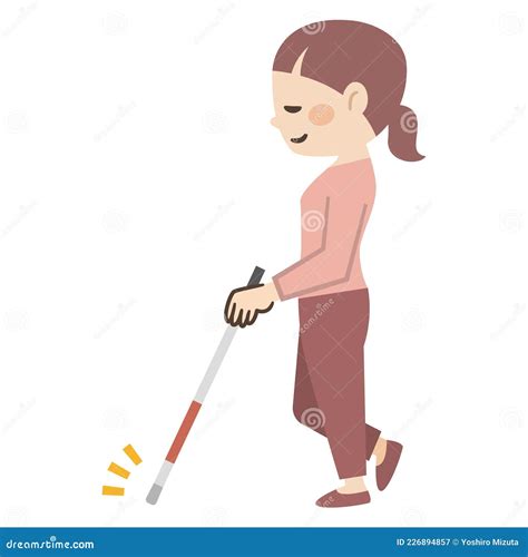 Illustration Of A Visually Impaired Woman Walking While Making A Sound