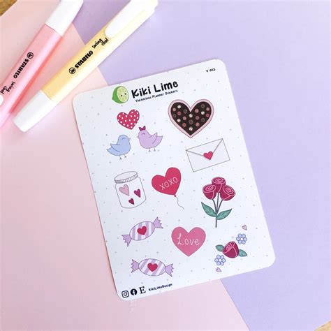 Love Heart Sticker Sheet Bullet Journal Planner Stickers Etsy