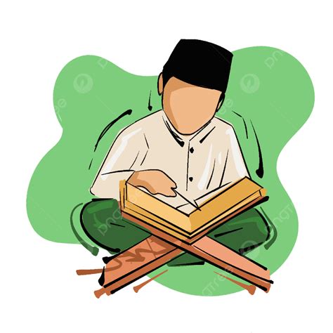 Gambar Santri Lelaki Membaca Al Quran Hari Santri Santri Ngaji Santri Png Dan Psd Untuk Muat