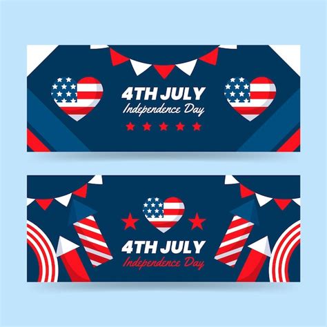 Premium Vector Flat 4th Of July Independence Day Banners Set