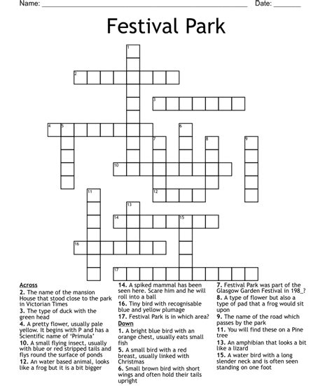 Festival Park Crossword Wordmint