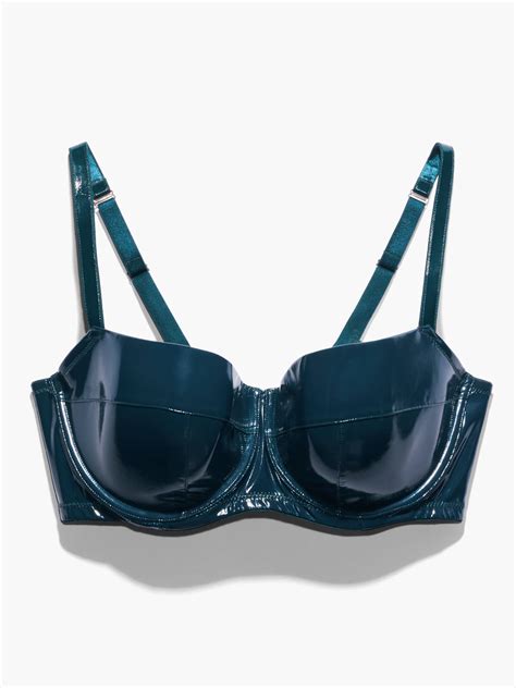 Leather Tease Vinyl Low Cut Balconette Bra In Blue And Green Savage X Fenty