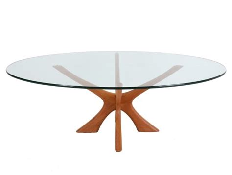 Mid Century Teak And Glass Round Coffee Table 108753