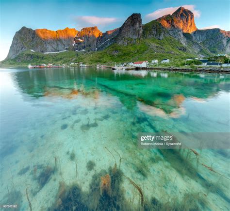Midnight Sun Reine Norway High Res Stock Photo Getty Images