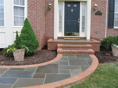 Brick And Flagstone Front Entrance Landing And Walkway Front Door