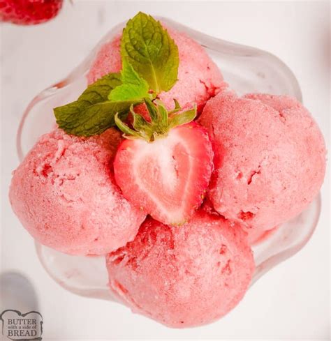 Banana Strawberry Sorbet Recipe Butter With A Side Of Bread