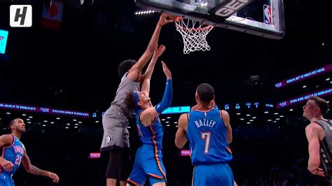 Tickets are 100% guaranteed by fanprotect. Jarrett Allen POSTERIZES Mike Muscala | Thunder vs Nets ...