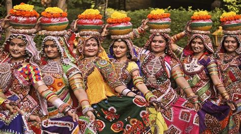 Joyful Garba Dance Of Gujarat In Western India During The Annual Navaratri Festival The