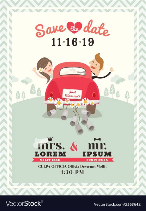 Just Married Car Wedding Invitation Royalty Free Vector