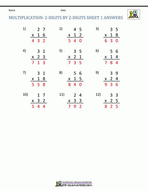 Double Digit Multiplication Worksheet 2 Answers Hoeden Homeschool