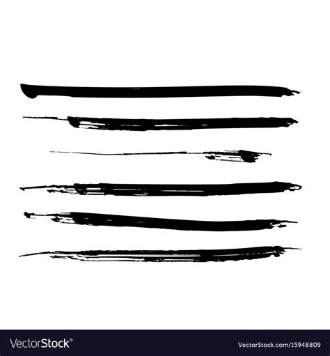 Set Of Black Paint Ink Brush Strokes Lines Vector Image