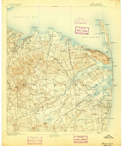 Sandy Hook New Jersey 1893 Usgs Old Topo Map 15x15 Nj Quad Old Maps