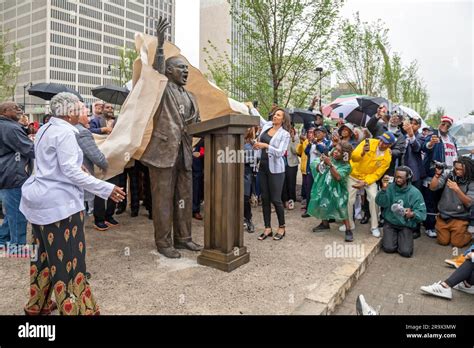 Detroit, Michigan USA, 23 June 2023, A bronze statue of civil rights