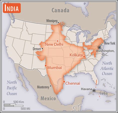 Map Of India Vs Usa Maps Of The World