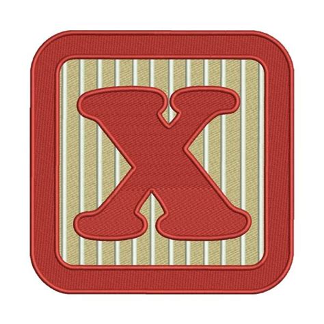 Red Frame Alphabet X Letter Embroidery Design Alphabet Machine