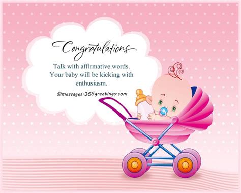 A Baby In A Pink Stroller With Congratulations Written On The Front And