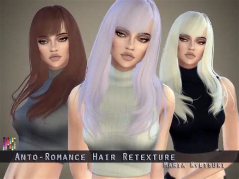 The Sims Resource Anto`s Romance Hair Retextured By Mariakyetsuki