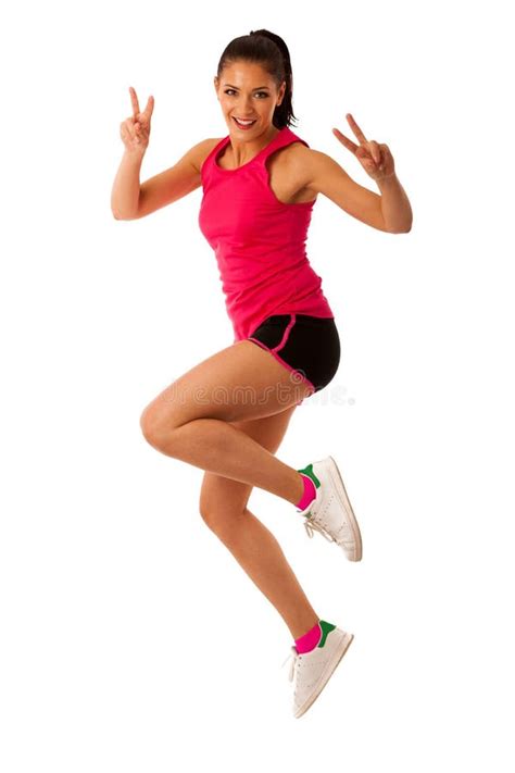 Aerobics Woman With Mat Ready To Work Out Isolated Over White Stock Image Image Of Person