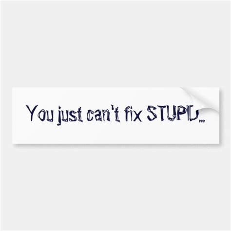 You Just Cant Fix Stupid Bumper Sticker Zazzle