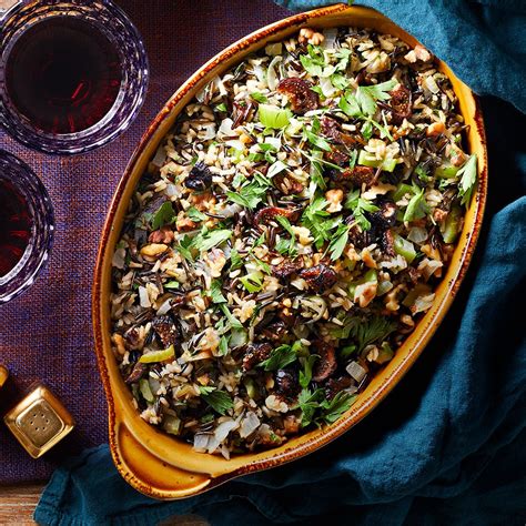 This recipe is delicious, easy, and feeds a crowd. Fig & Walnut Wild Rice Dressing Recipe - EatingWell