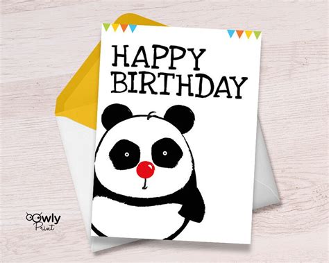 Printable Panda Happy Birthday Card Ready To Print Panda