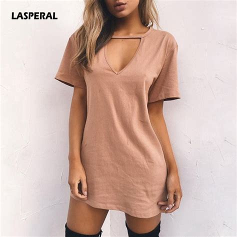 Lasperal 2019 Sexy V Neck Cotton Summer Dresses Female Solid Casual