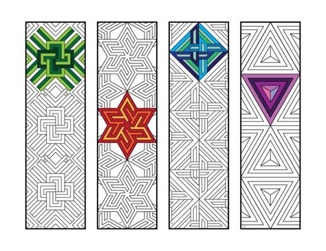 Intricate Geometric Bookmarks Pdf Zentangle Coloring Page Etsy