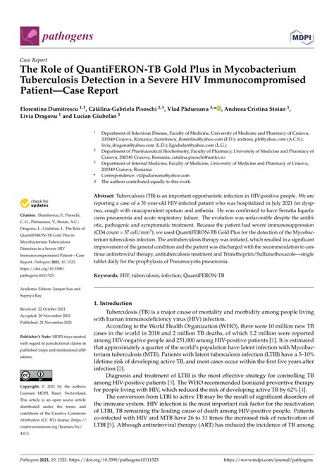 Pdf The Role Of Quantiferon Tb Gold Plus In Mycobacterium