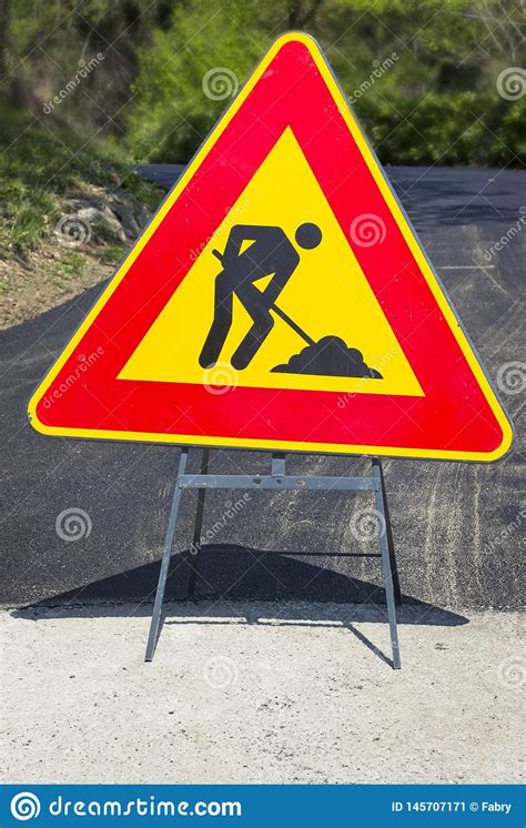 Road Works Sign Stock Image Image Of Sign Warning