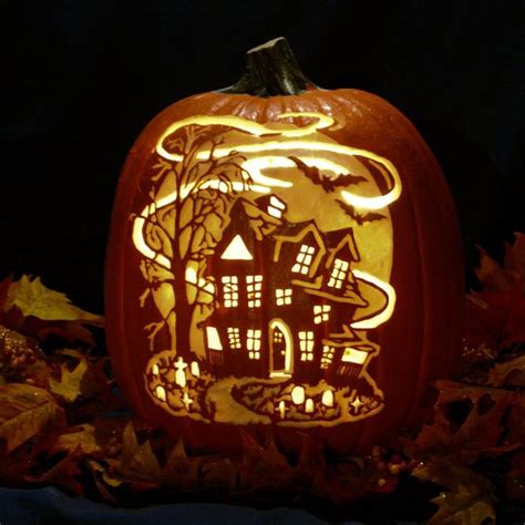 Haunted House Pumpkincarving Pumpkin Pumpkinart Carving