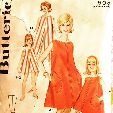 1960 s beachdress vintage sewing pattern butterick mother etsy vintage sewing patterns
