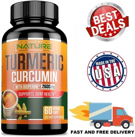 TURMERIC CURCUMIN With Bioperine 2600 Mg Pain Relief Joint Support 60