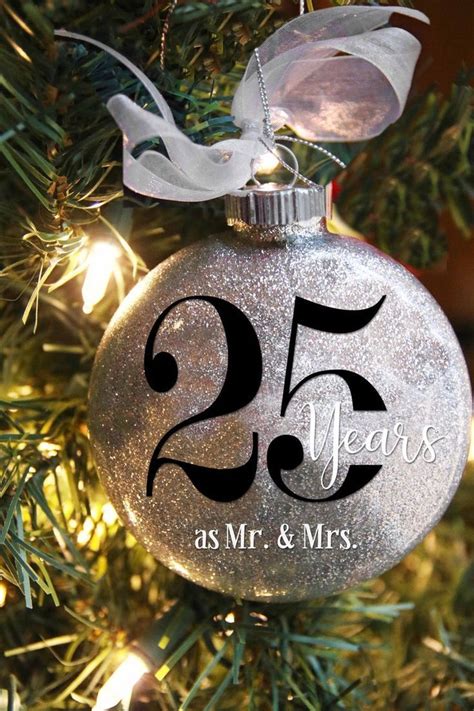 25th Anniversary Christmas Ornament Personalized With Wedding Date