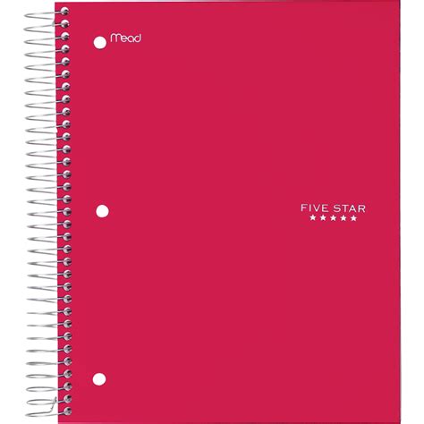 Five Star Wide Rule 5 Subject Notebook Memo Subject Notebooks