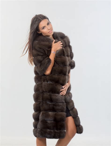 Dark Skin Russian Sable Fur Coat I Classy Real Fur Coats