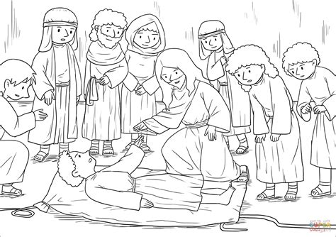 Jesus Forgives And Heals A Paralyzed Man Mark 2 1 12 Coloring Page