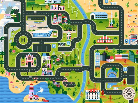 City Road Map Play Mat Illustration Full By Olga Davydova On Dribbble