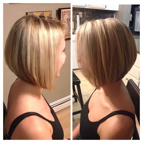 Angled Bob Short Hair Blonde Highlights And Lowlights My Favorite
